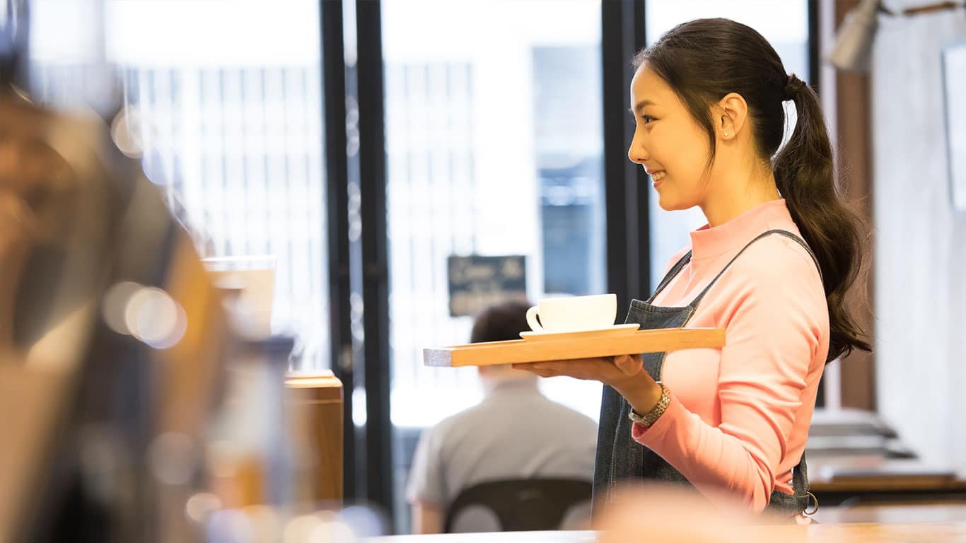 Girl Hospitality Serving Table Public